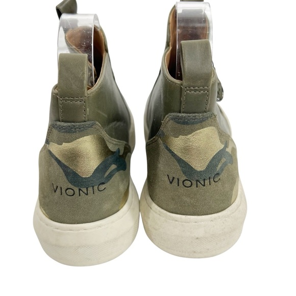 VIONIC Brinkely Side Zip Leather Sneaker Bootie Olive Green Camo Size 8 - Picture 3 of 8